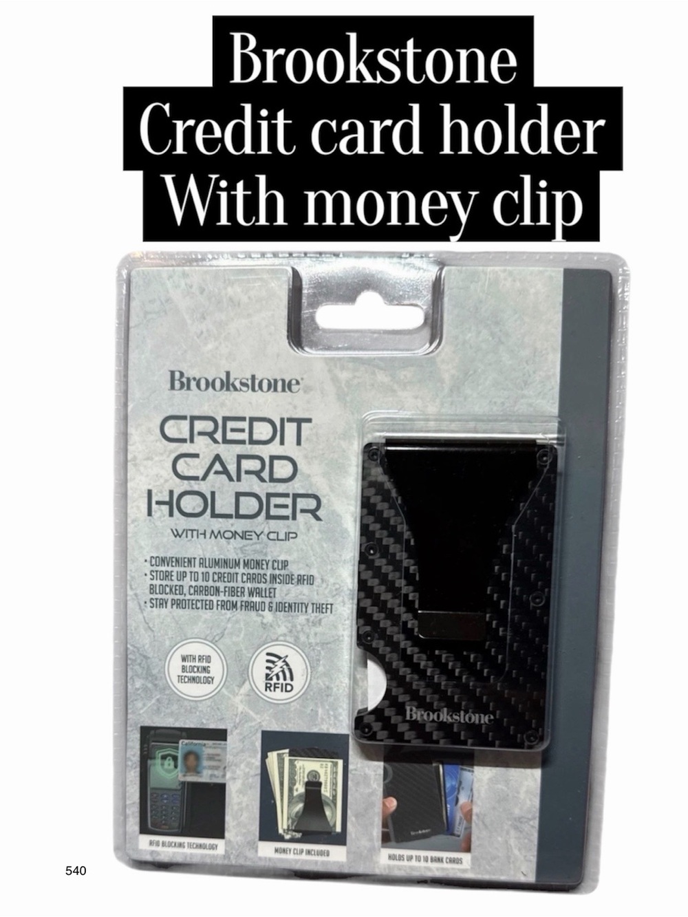 *new* Brookstone Carbon Fiber RFID Wallet with Aluminum Money Clip
